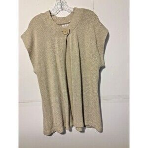 Bobbie Brooks open front beige sleeveless sweater vest women's 3X size 24-26
